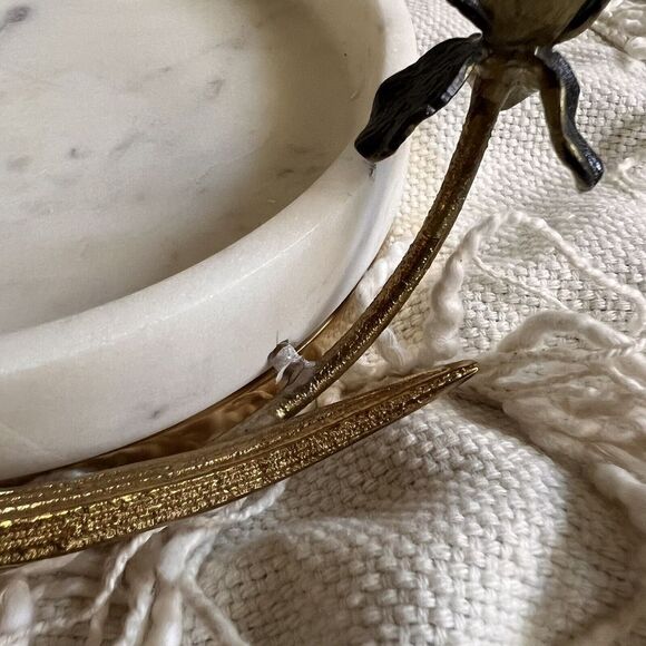 Michael Aram Black Iris Trinket Tray Brass Marble NEW - Picture 4 of 11